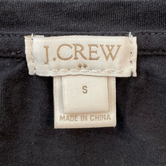 J. Crew Pleated Chiffon Peplum Top Black Knit Long Sleeve Crewneck S - Picture 6 of 8